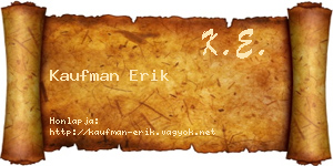 Kaufman Erik névjegykártya
